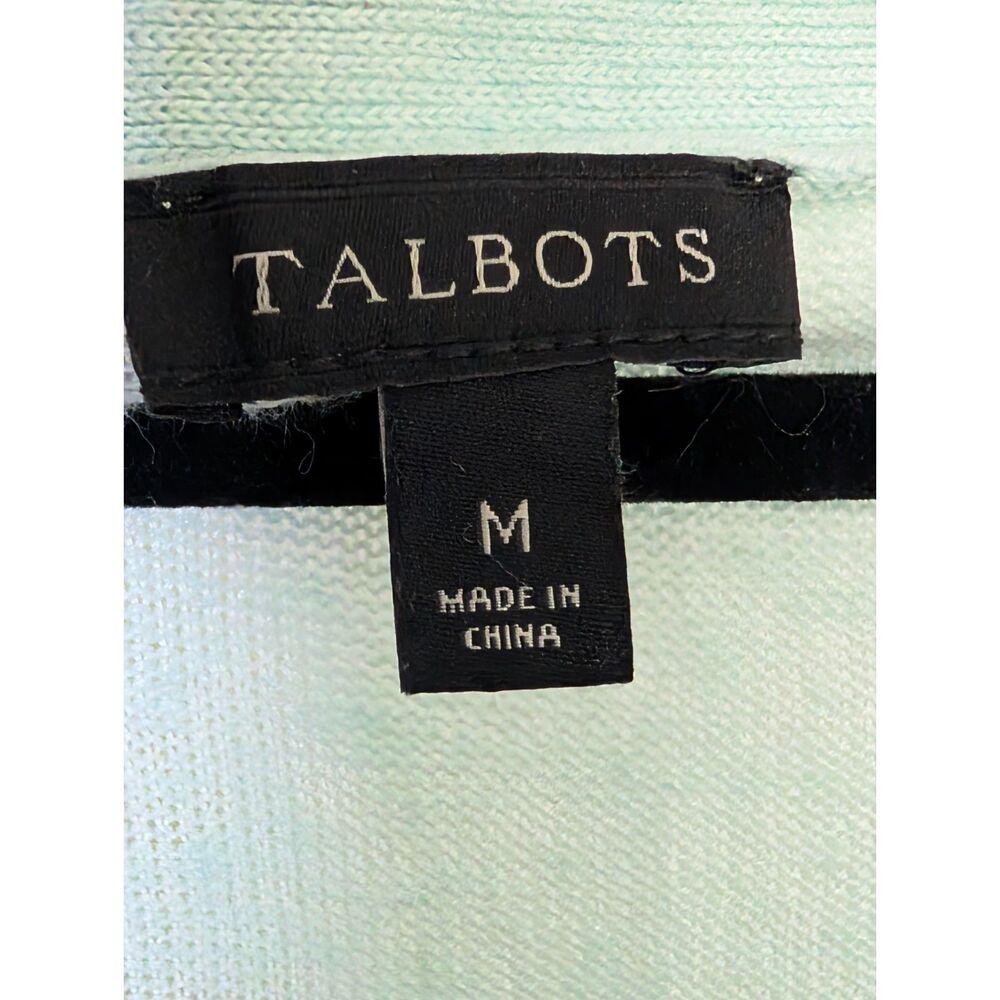 Talbots Linen Cardigan Sweater Mint Green Lightweight Classic M Spring Layer - Picture 5 of 6